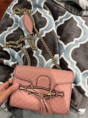 Gucci Pink Leather Chain Crossbody with Tassel & Horsebit Detail